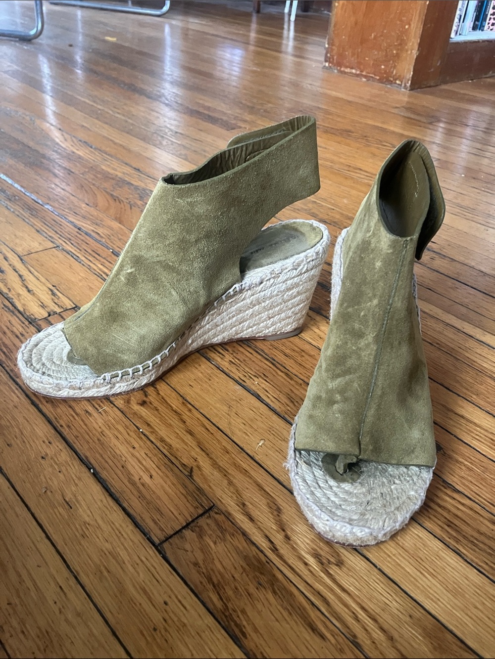 Celine raffia and suede wedges
